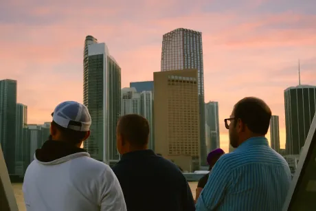 Sunset in Miami from the water during a Miami Sunset Cruise.