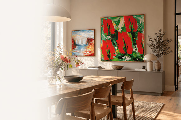 Interieurimpressie met moderne kunstwerken uit de collectie van De Kunstbron