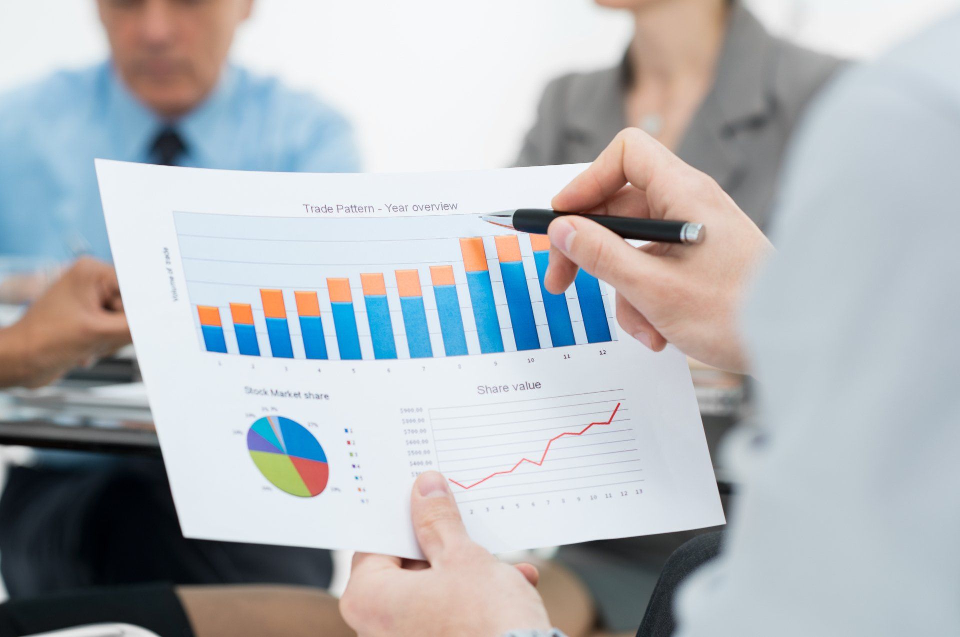 A person is holding a piece of paper with a graph on it.
