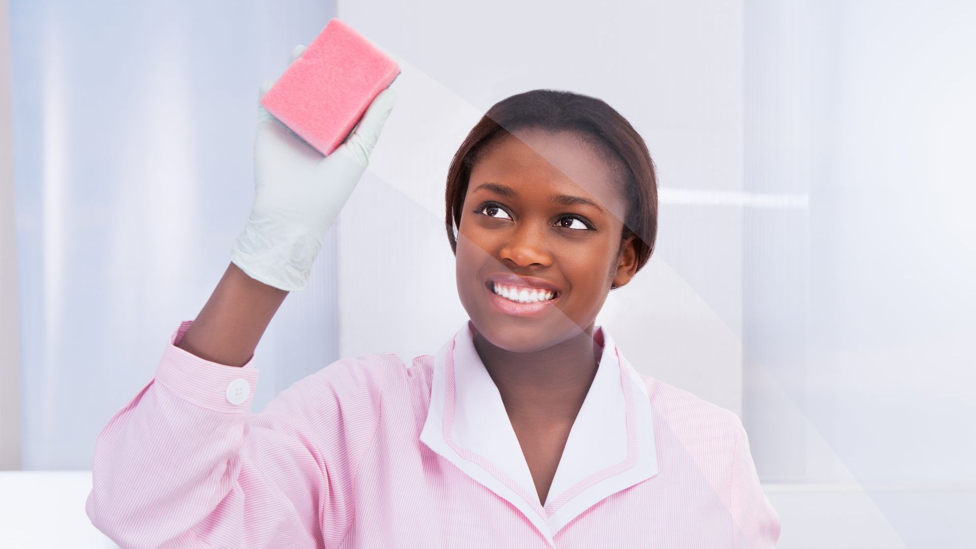 A cleaner working in hospitality.