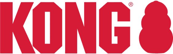 Red KONG logo with a red dog toy silhouette on a white background