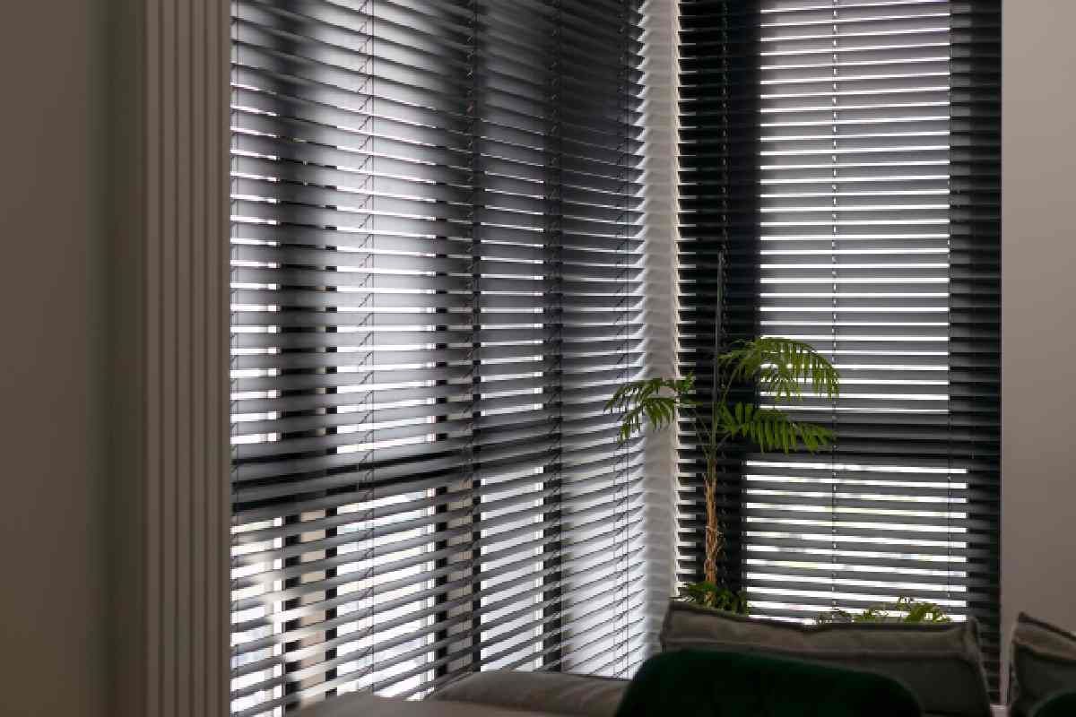 Window treatments for corner windows in a dimly lit interior space with a small house plant at Advantage Blinds near Prosper, Texas (TX)