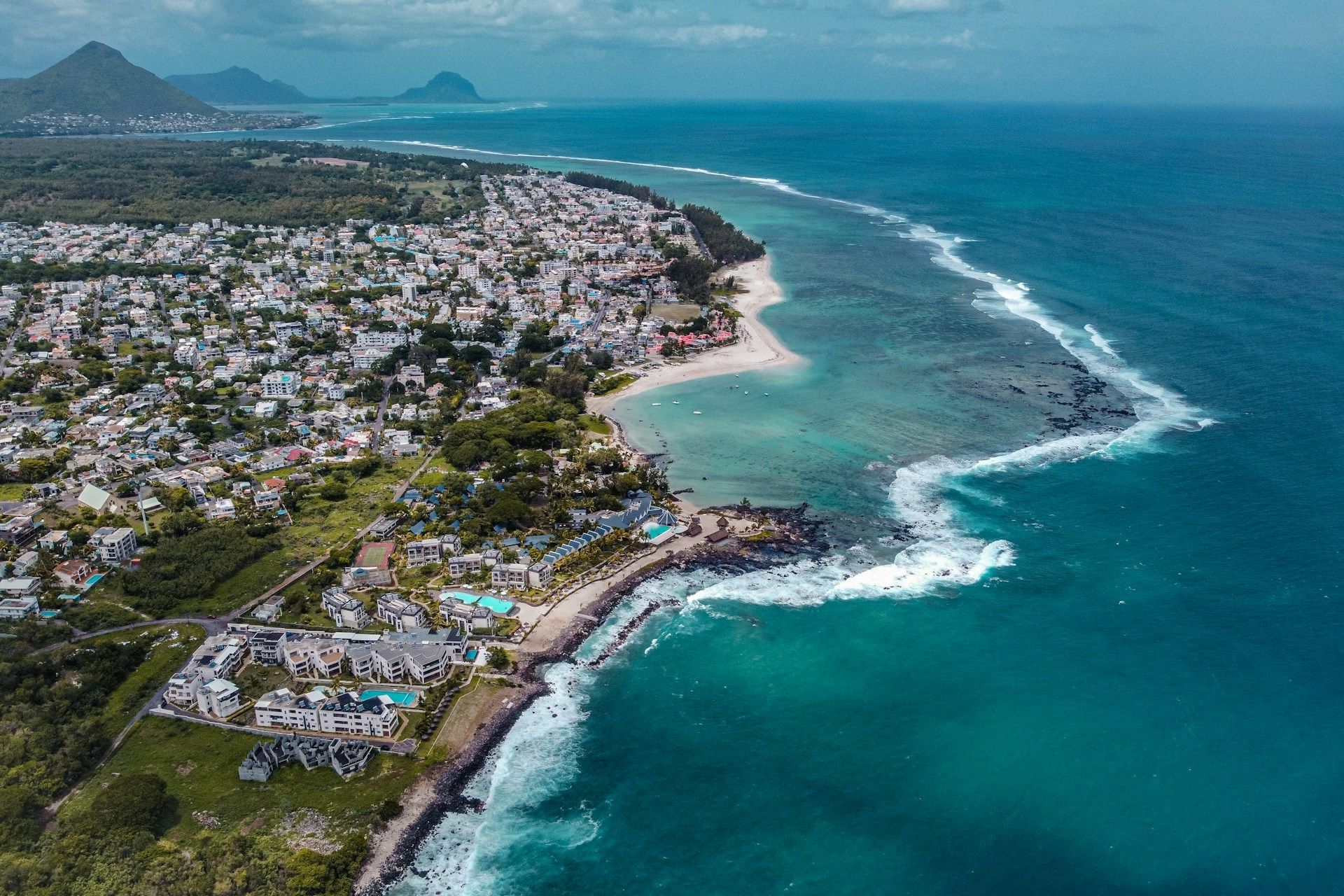 Flic en Flac Shoreline, Aerial View
