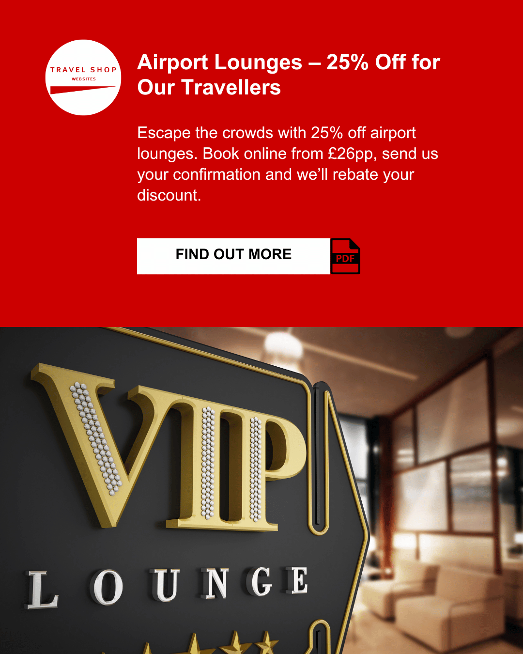 20% off Airport Lounges when booking a Tour