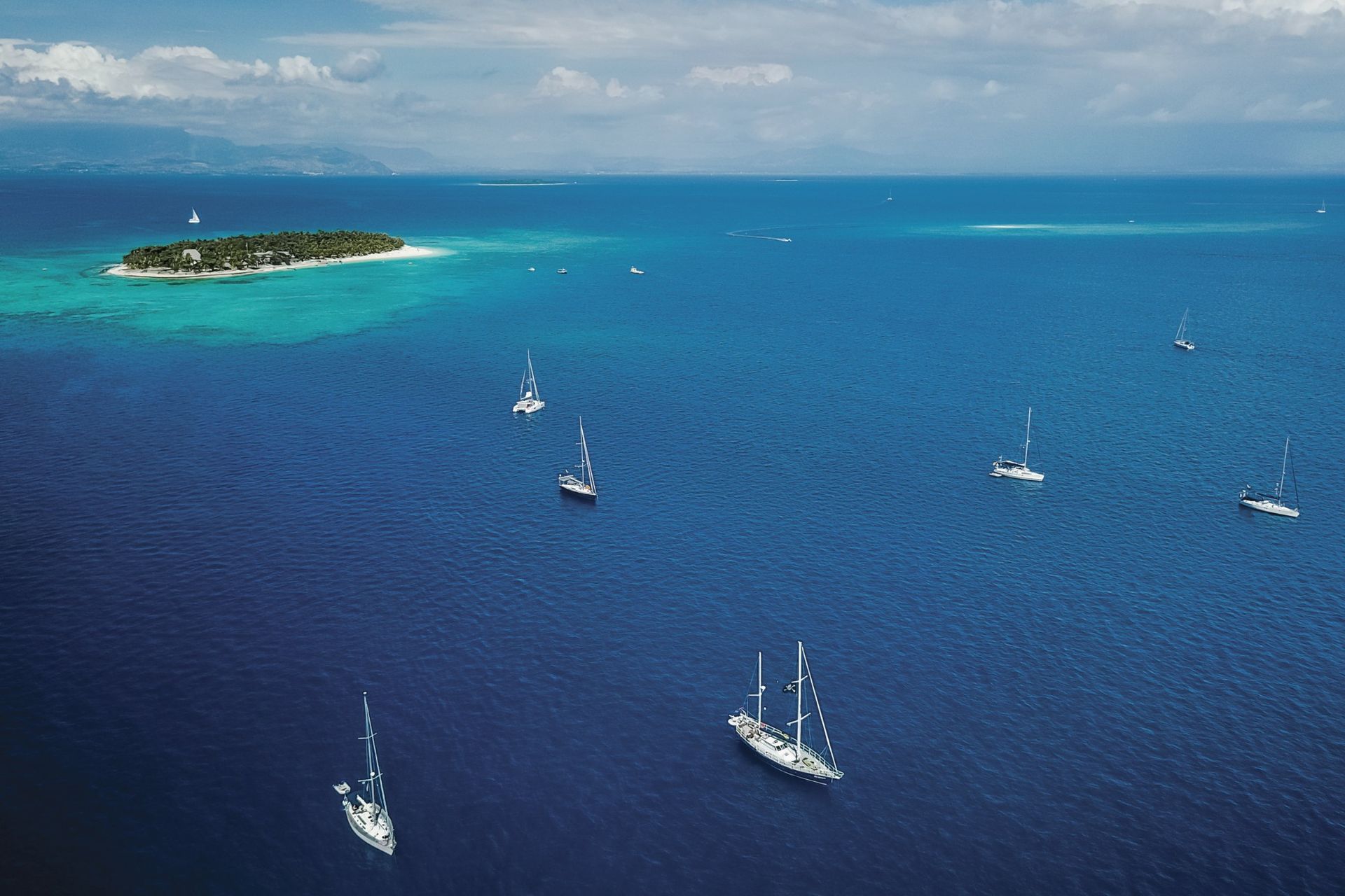Yachts at Beachcomber, Mamanuca, Fiji