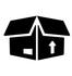 A black and white icon of a box with an arrow pointing up.
