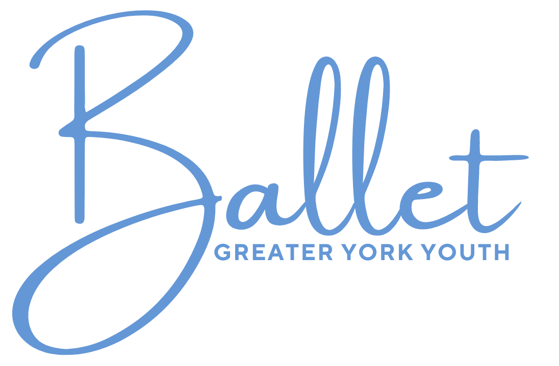 Blue “Ballet” logo with “Greater York Youth” beneath it on a white background