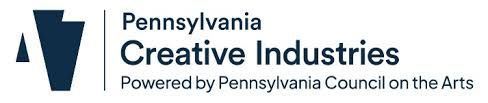 Pennsylvania Creative Industries logo with dark blue icon and text, powered by Pennsylvania Council on the Arts