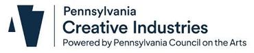 Pennsylvania Creative Industries logo with dark blue icon and text, powered by Pennsylvania Council on the Arts