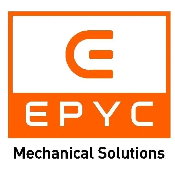 An orange and white logo for epyc mechanical solutions