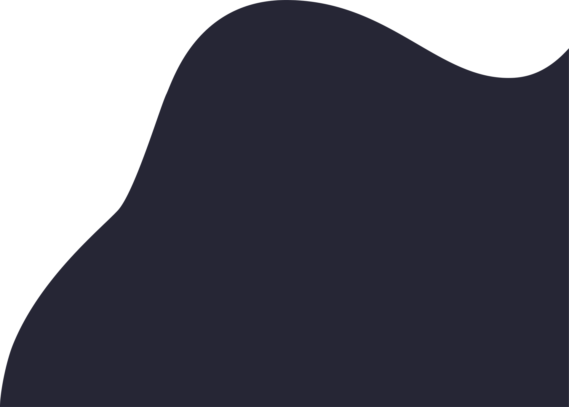 Dark blue, amorphous shape with a curved top and bottom against a white background.
