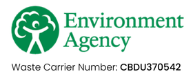 Environment Agency logo with Waste Carrier Number: CBDU370542.