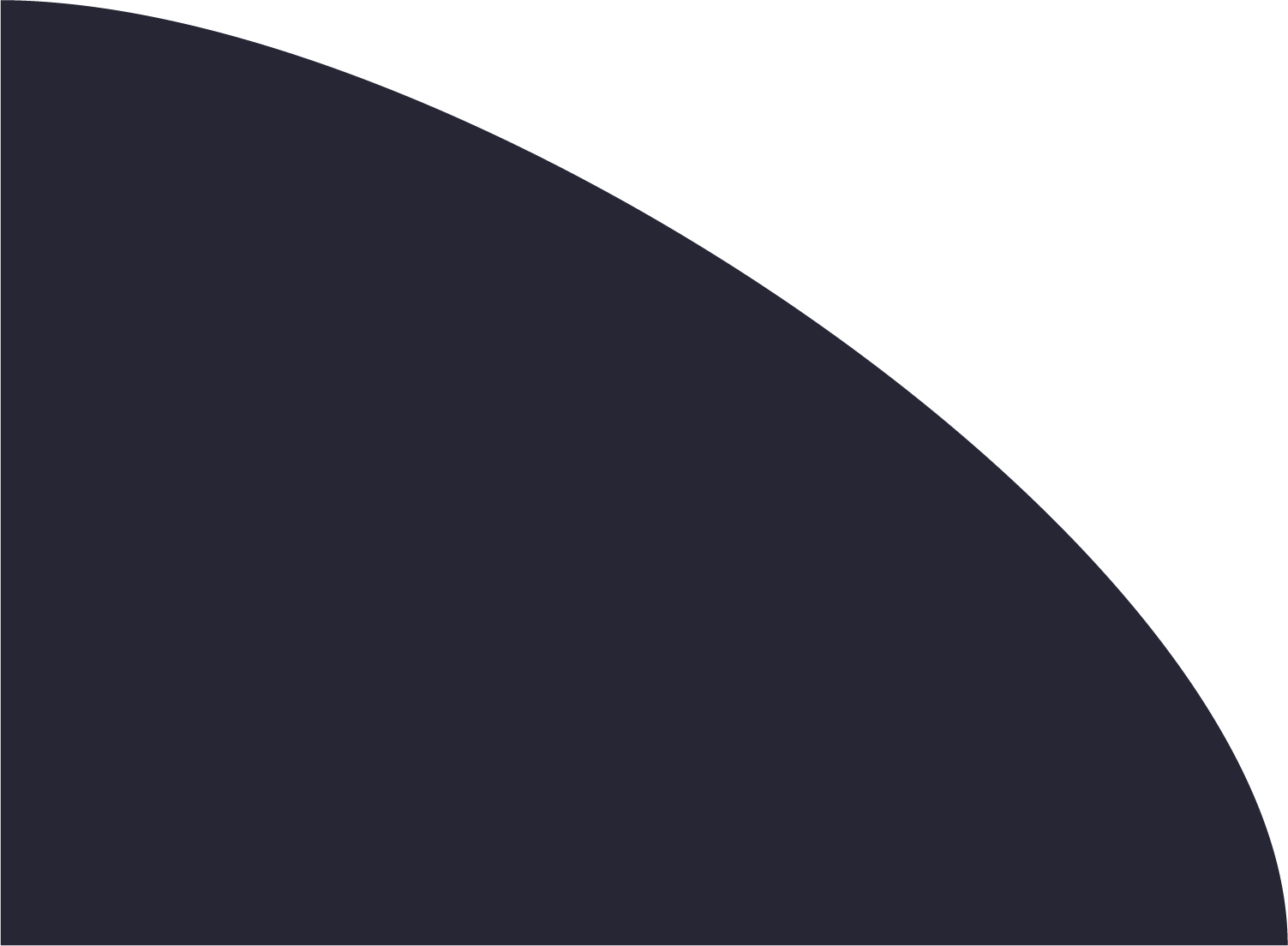 Dark blue quarter-circle on a white background.