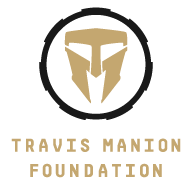 Travis Manion Foundation logo with gold Spartan helmet inside a black circle and text below