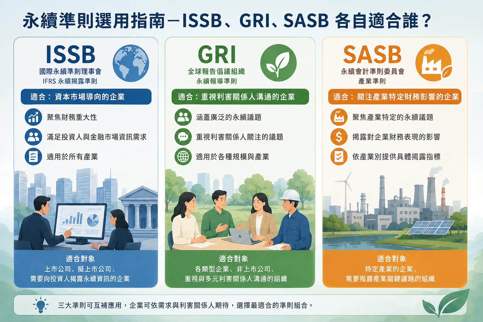 永續顧問公司推薦｜微碳石代永續顧問公司部落格文章永續準則選用指南比較圖