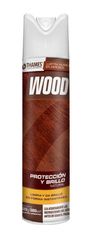 Lata de aerosol blanca con la etiqueta 