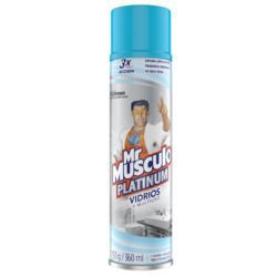 Limpiador de cristales en spray Mr Músculo Platinum Vidrios con tapón azul, 360 ml