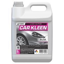 Botella blanca de 5 litros de detergente para lavado de coches Car Kleen con etiqueta rosa y negra.