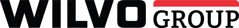 Het logo van de Wilvo Group: Zwarte tekst "WILVO" gevolgd door een rode rechthoek met "GROUP" in witte letters.