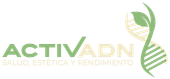Logo for ActivADN, with DNA helix and leaf design. Text says