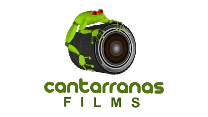Un logotipo para las películas de Cantaransas con una rana sosteniendo una cámara.