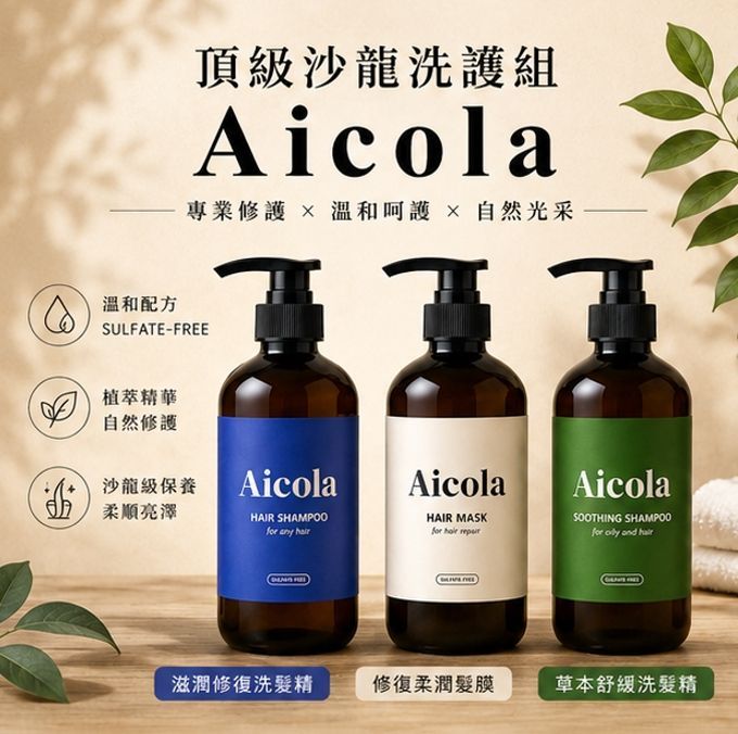 【AICOLA】舒緩修復洗髮組 2罐/組(無禮盒)