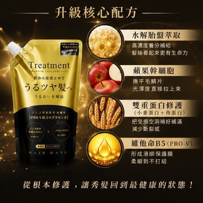 東京銀座沙龍限定！黑金升級版胎盤幹細胞修護髮膜 500ml