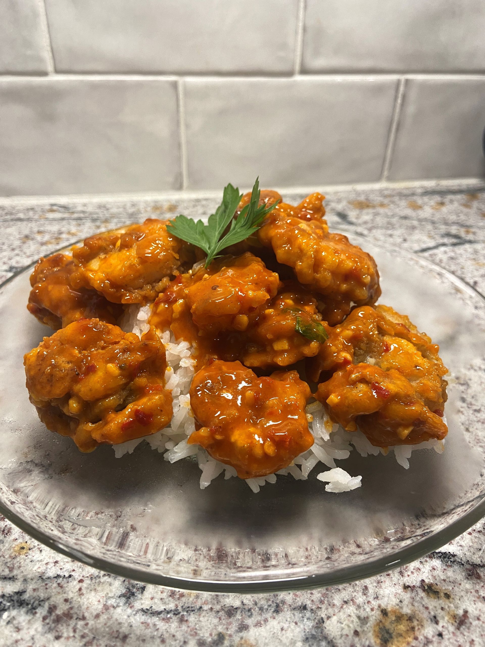golden brown spicy shrimp dinner