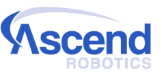 The logo for ascend robotics is blue and white.