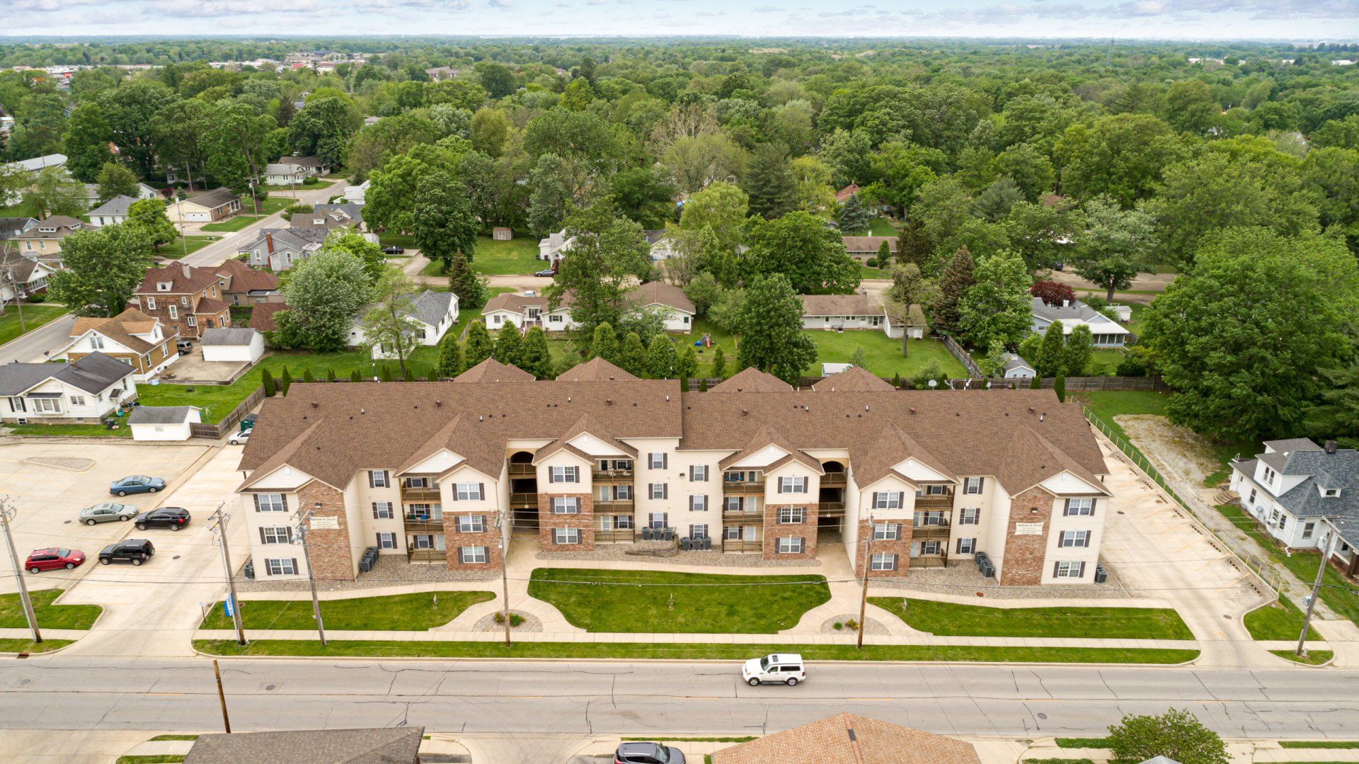 Aerial view of Brooklyn, Melrose, and Millennium Apartments building