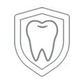 Outline of a tooth inside a shield, suggesting dental protection or insurance