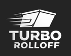 Logo for Turbo Rolloff: White container with speed lines, silver text on black background.