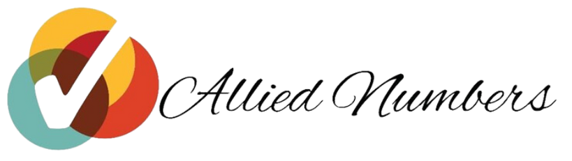 A logo for allied numbers with a check mark in the middle.