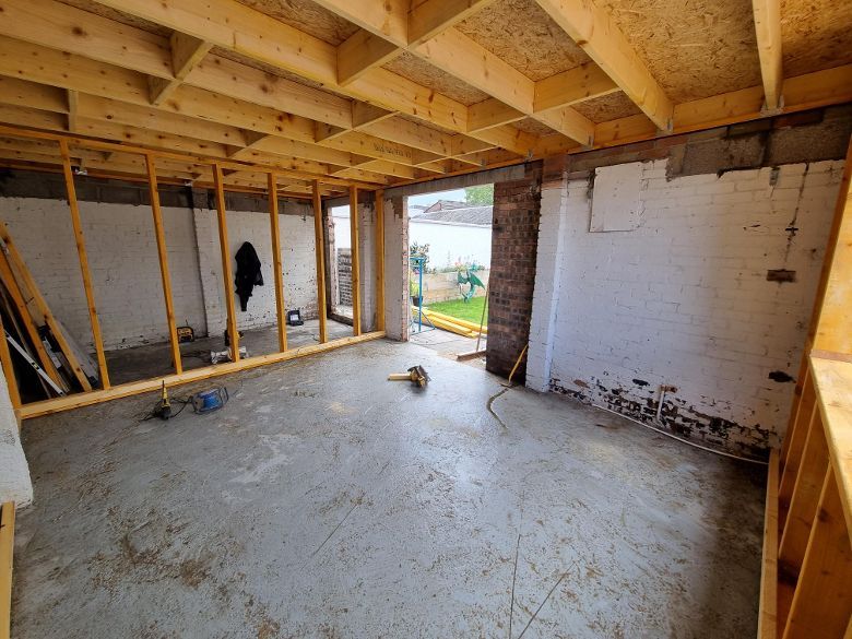 internal detached garage being renovated