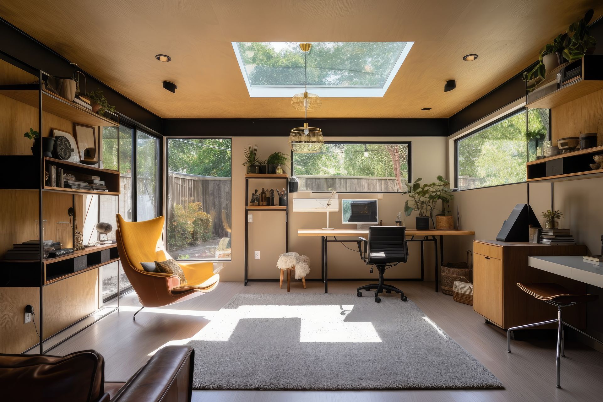 Internal office layout after double garage conversion