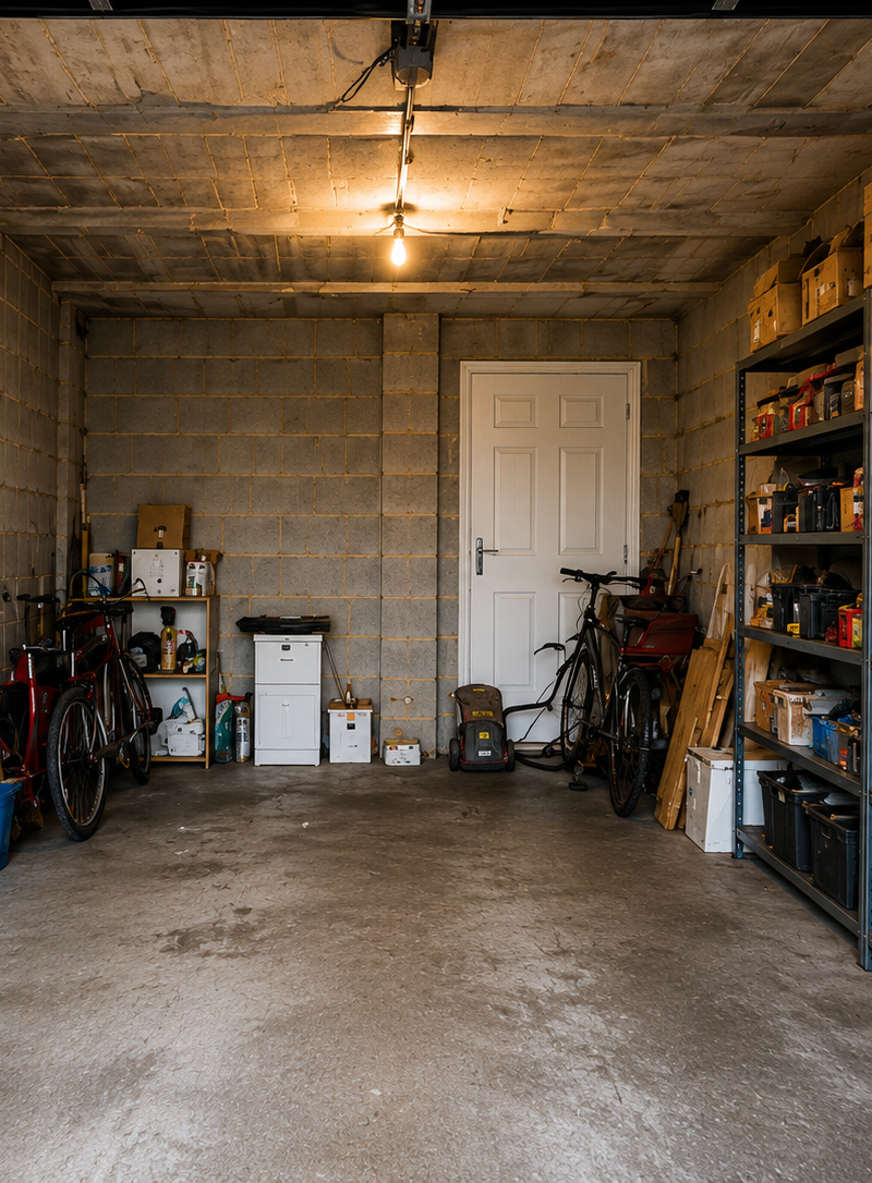 Unconverted garage before a professional garage conversion in Central Scotland