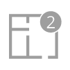 Gray icon with stylized letters and a small circle containing “2” in the corner.
