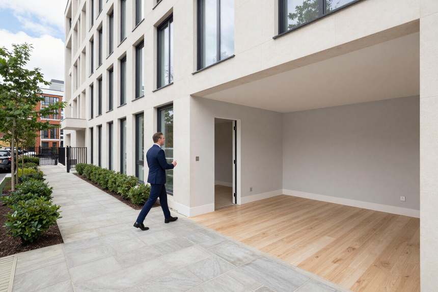 Well-maintained London residential block exterior