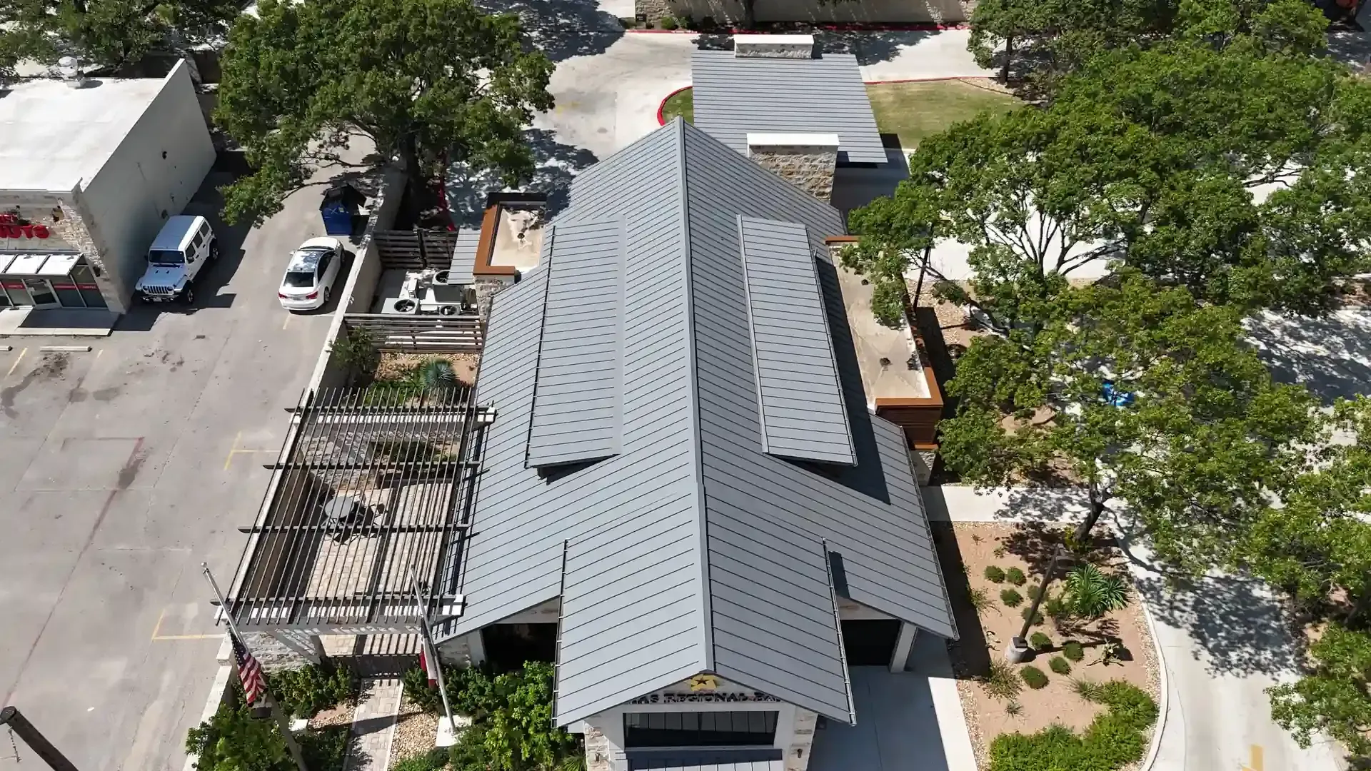 texas regional bank roofing aerial 