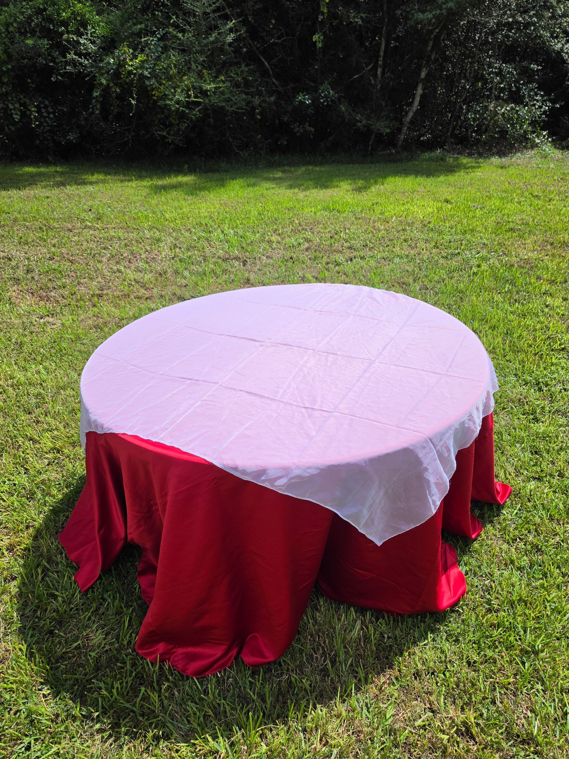 6ft Square Sheer Cream Tablecloth Topper