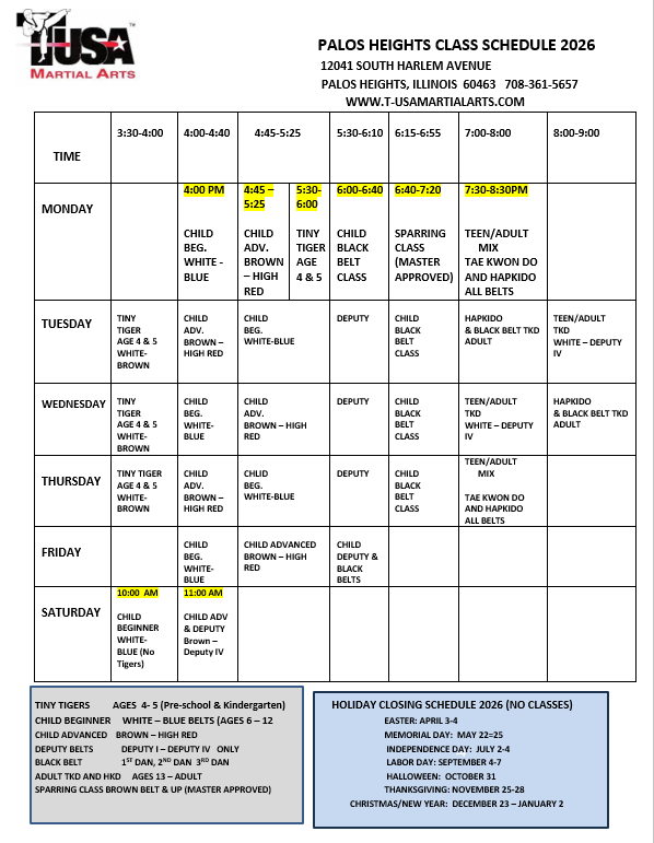 PALOS HEIGHTS 2025 CALENDAR