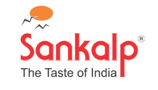 Sankalp logo with orange icon and red wordmark, tagline “The Taste of India” underneath