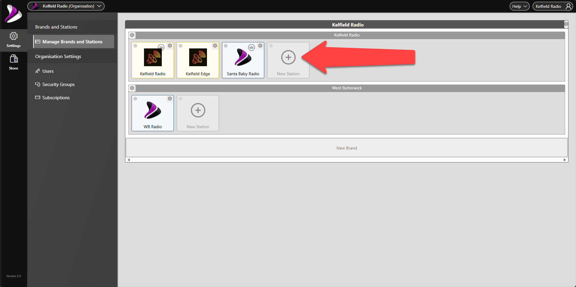 Interface with three item icons and a plus sign icon for adding a new item. - select Station.