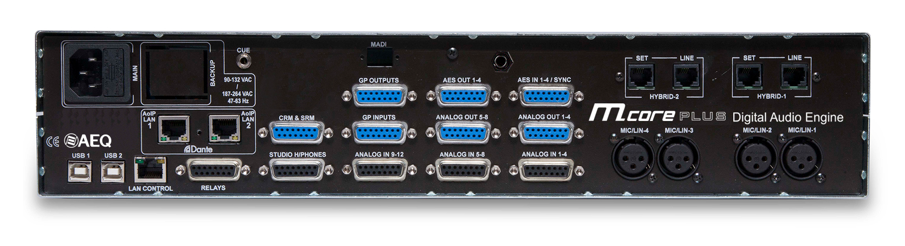 AEQ M-Core mixing engine (for Capitol, Capitol Plus & Forum Lite). Rear connectors.