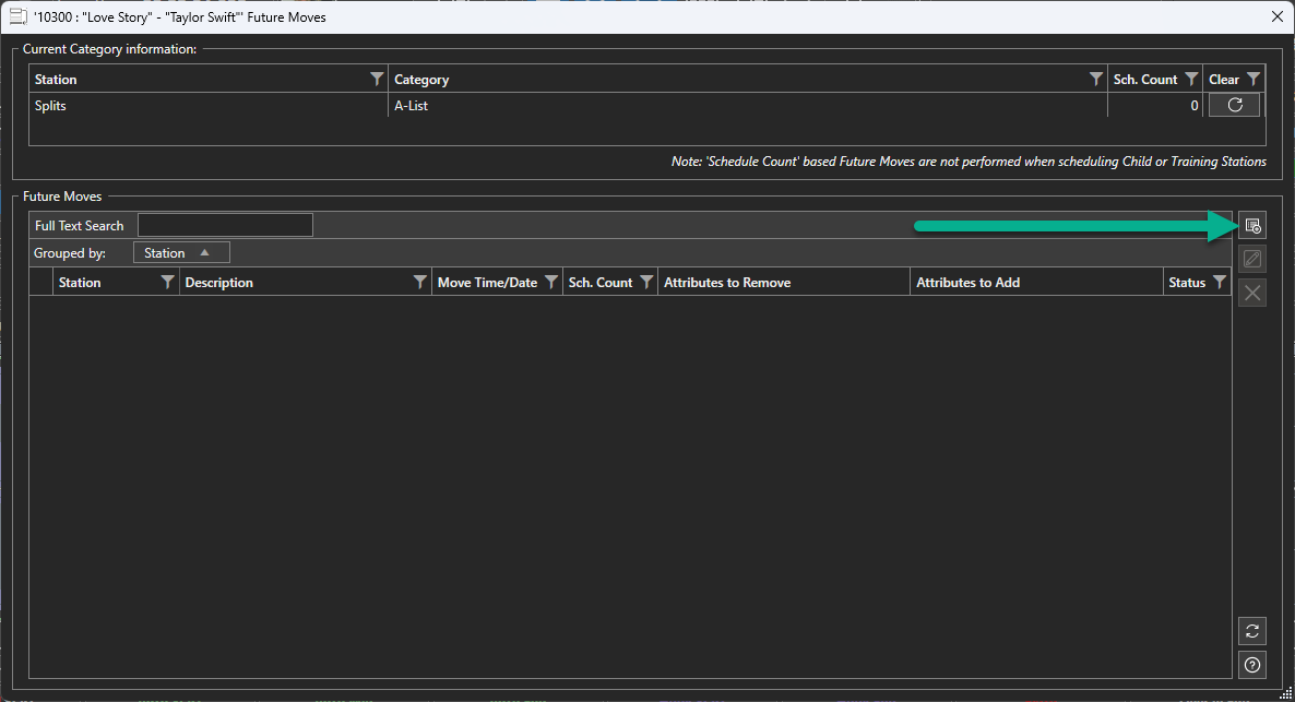 Add Future Move button Myriad Playout