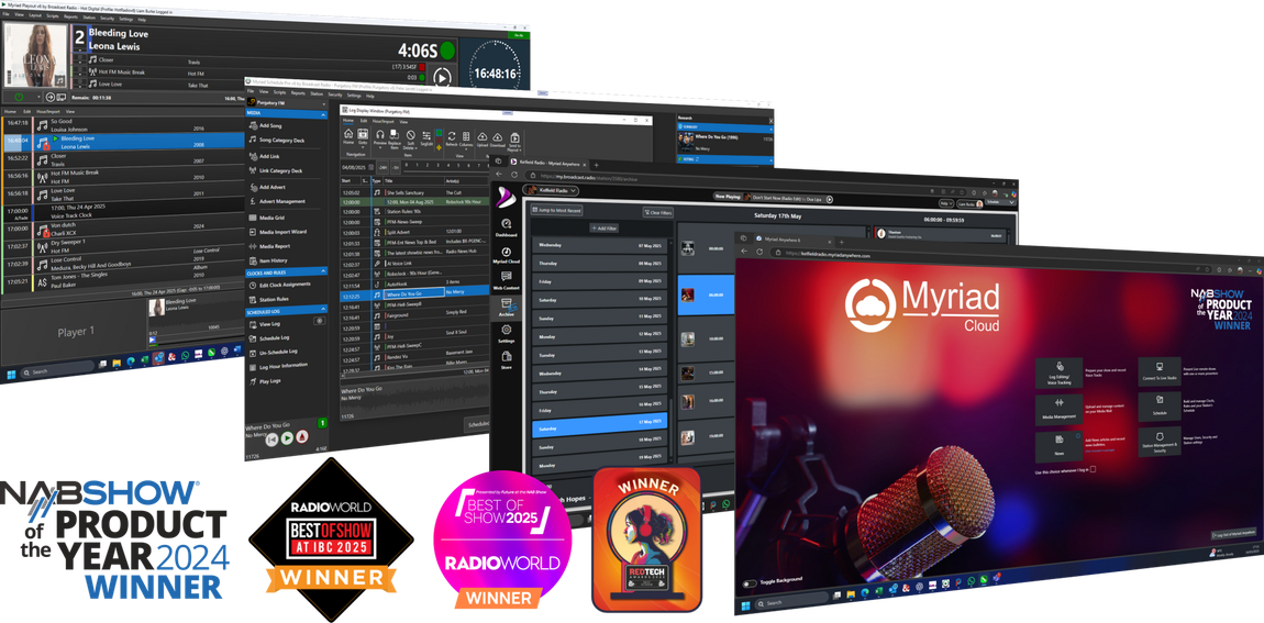 Multi-award winning Myriad family of radio software and services.