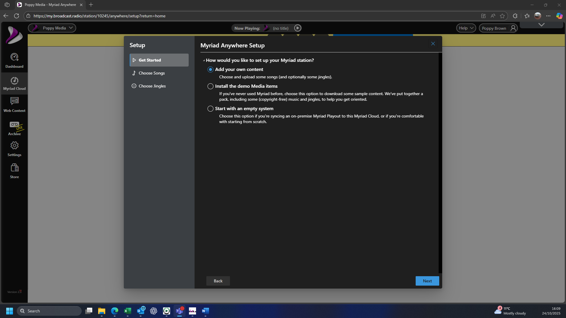 First run experience allows you to choose whether to add content or not.