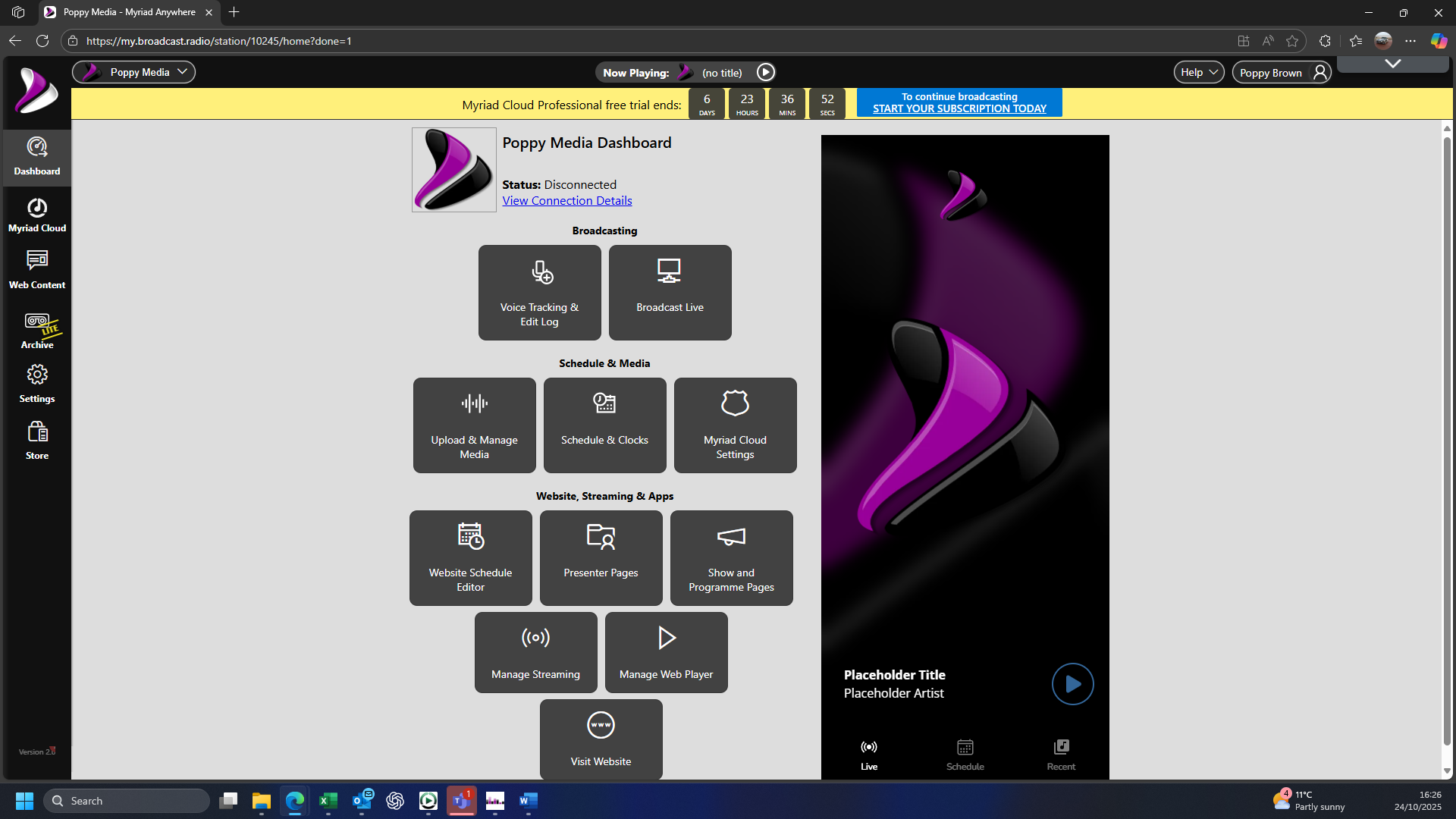 Broadcast.Radio dashboard screenshot.