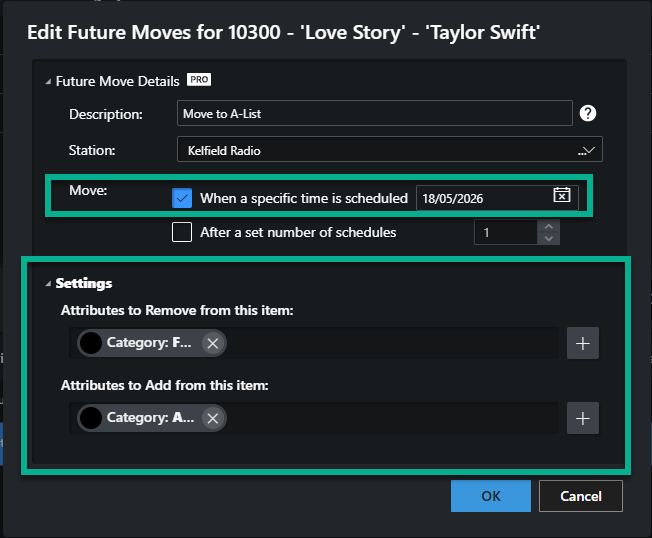 Move out of Featured Songs and back to A-List in Myriad Cloud