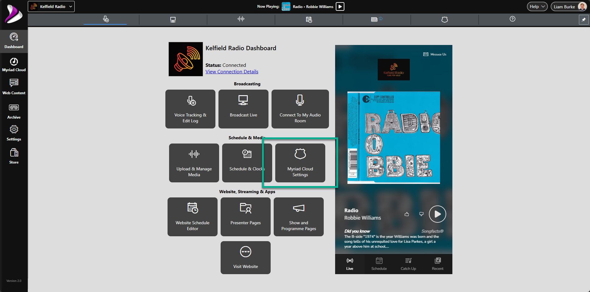 Myriad Cloud Settings
